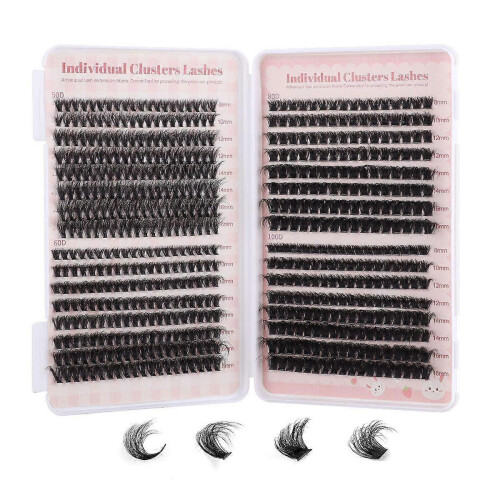 (K) Hot DIY Single Eyelash Extension Natural Thick D Curl Split Segment Lash Eyelashes