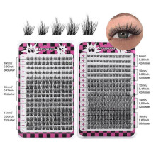 (F) Hot DIY Single Eyelash Extension Natural Thick D Curl Split Segment Lash Eyelashes