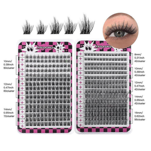 (F) Hot DIY Single Eyelash Extension Natural Thick D Curl Split Segment Lash Eyelashes