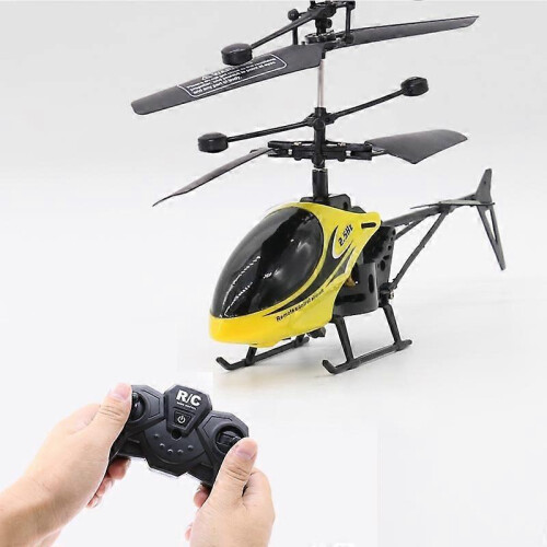 (yellow) Way Remote Control Helicopter with Light Usb Charging Fall Resistant Mini