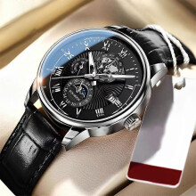 (color03) Men,Watch Leather Waterproof Luminous Men's Quartz Wristwatch Luxury Man Watches