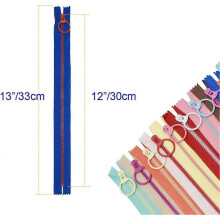 12Inch 20 PCS #5 Resin Zippers with Lifting Ring Pull Close End Vislon Zippers