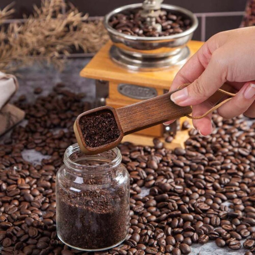 Short Handle Solid Wood Square Coffee Spoon Measuring Seasoning Scoop Teaspoon 1