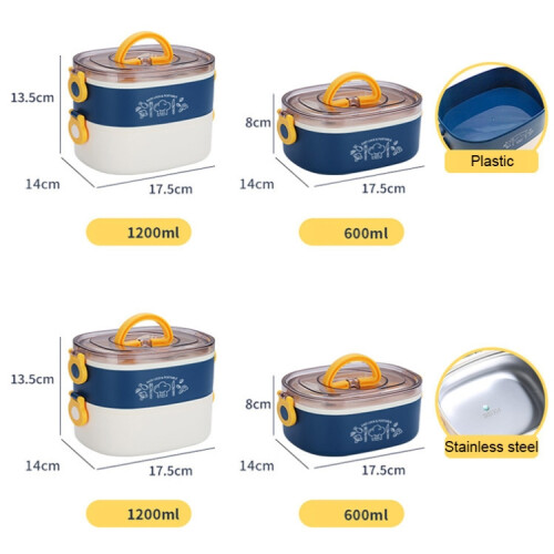 Large Capacity Oval Divided Portable Office Insulation Lunch Box,600ml (Plastic Purple) 2
