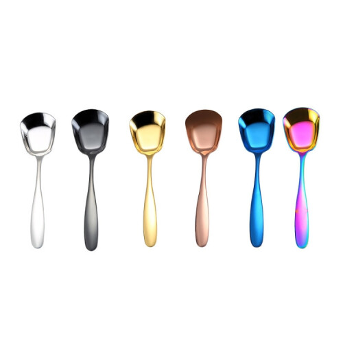 Small 304 Stainless Steel Spoon Glossy Thickened Flat Head Flat Bottom Serving Spoon, 1