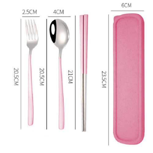 3pcs Portable Stainless Steel Tableware Creative Set Chopsticks Spoon compatiblek Gift 1