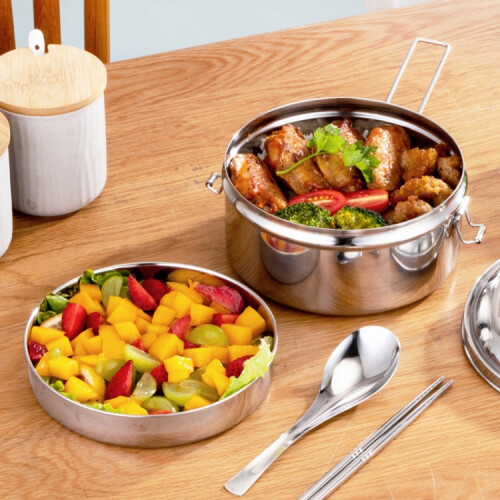 14cm Single Layer 304 Stainless Steel Round Lunch Box 1