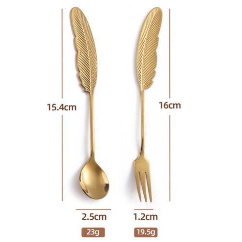 304 Stainless Steel Feather Spoon compatiblek Literary Tableware, 1