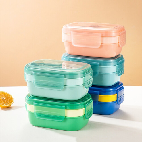 1900ML Large Capacity Microwave Children Sealed Compartment Lunch Box(Light Blue) 1