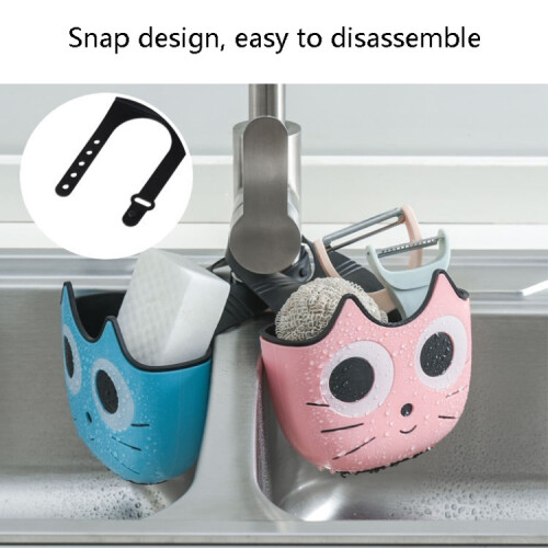Cartoon multi-functional kitchen sink drain bag, adjustable buckle bathroom storage basket (green) 2