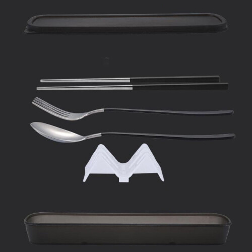 3pcs Portable Stainless Steel Tableware Creative Set Chopsticks Spoon compatiblek Gift, 2