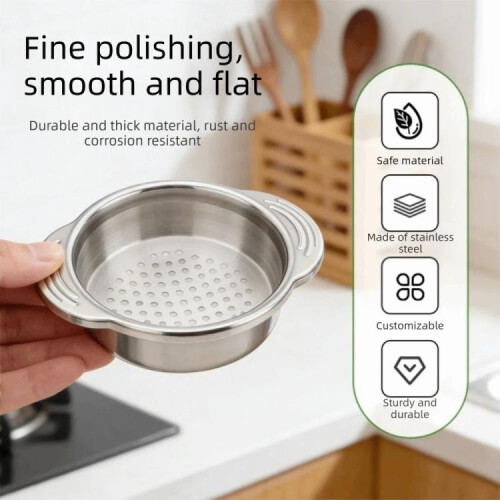 Kitchen 304 Stainless Steel Can Strainer Non-slip Dual-Handle Draining Tool(8cm) 1