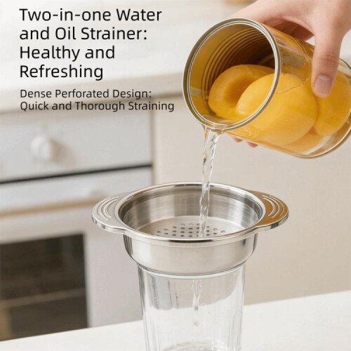 Kitchen 304 Stainless Steel Can Strainer Non-slip Dual-Handle Draining Tool(8cm) 2