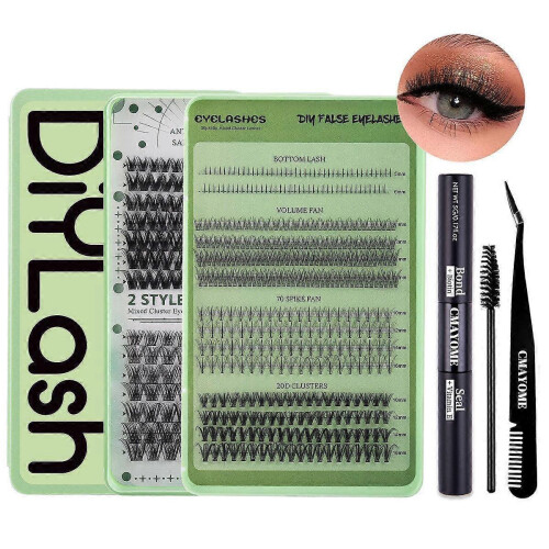 (D) Hot DIY Single Eyelash Extension Natural Thick D Curl Split Segment Lash Eyelashes