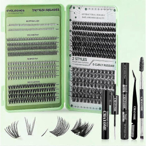 (E) Hot DIY Single Eyelash Extension Natural Thick D Curl Split Segment Lash Eyelashes