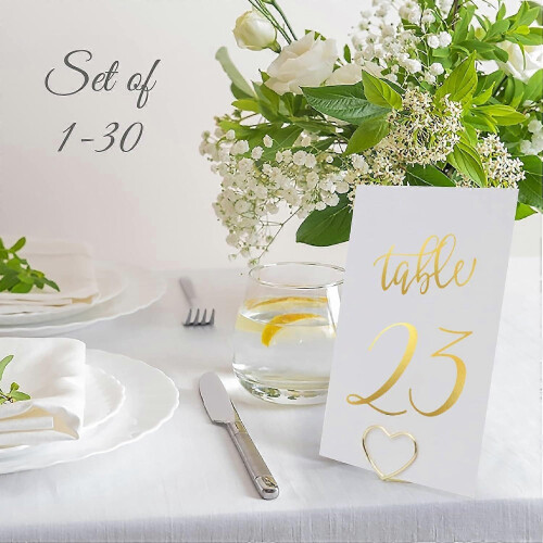 UrbanMingle 30 Pieces Table numbers for Wedding Reception with Pcs Number Holder