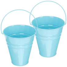Iron Flower Bucket with Handle – Vintage Blue, 2 pcs