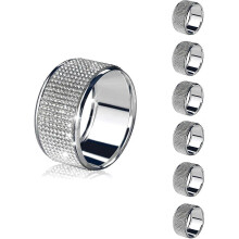 UrbanMingle Silver Set of 6,Diamond Napkin Ring for Table Decor,Rhinestone