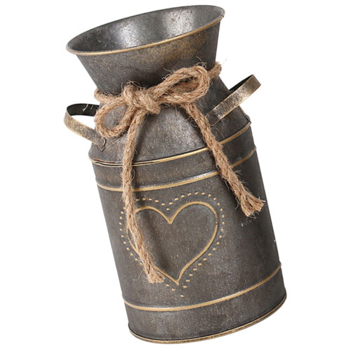 Galvanized Iron Flower Vase with Handle 10x10.5x19cm