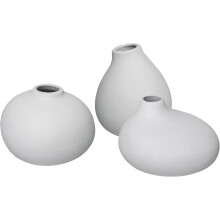 Nona Porcelain Mini Vases Set of 3 Light Grey