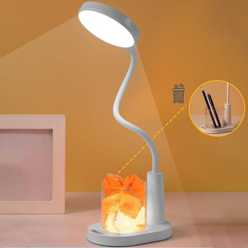 LED Stone Desk Lamp, Adjustable Brightness, Rechargeable