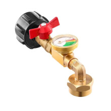 Adaptateur coudé pour propane Poaug QCC1 avec manomètre et interrupteur marche/arrêt à 90
