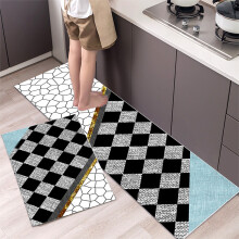 2pcs Black Kitchen Mats – Cushioned Non-Slip Polyester