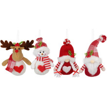 Red & White Knitted Christmas Doll Ornament