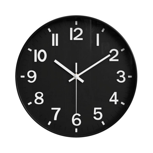 Silent Modern Wall Clock with 3D Arabic Numerals, 12 Inch