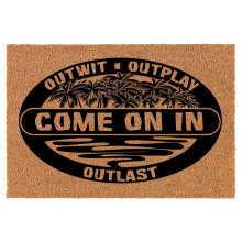 Coco Coir Welcome Doormat with Palm Trees 24 x 16 in