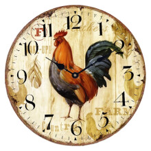 Retro Wooden Wall Clock – Owl or Rooster Design, 30cm