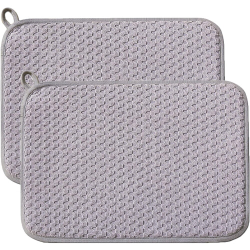 Extra Large Dish Drying Mat Grey, Microfiber, 2 Pack