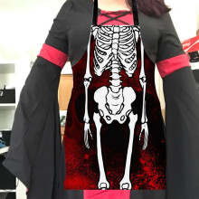 Tablier squelette d'Halloween imperméable et ajustable avec bavoir tête de mort