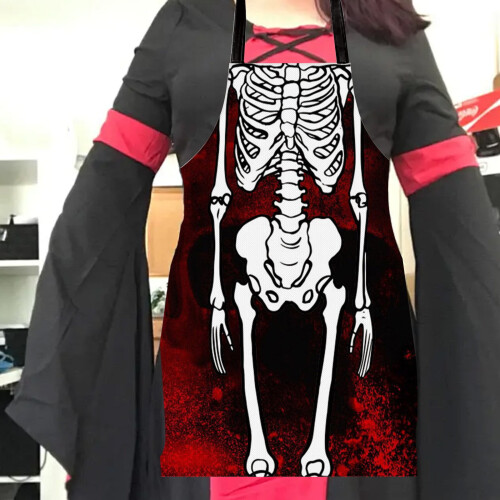 Ποδιά Halloween Skeleton Αδιάβροχη Ρυθμιζόμενη Σαλιάρα με Νεκροκεφαλές