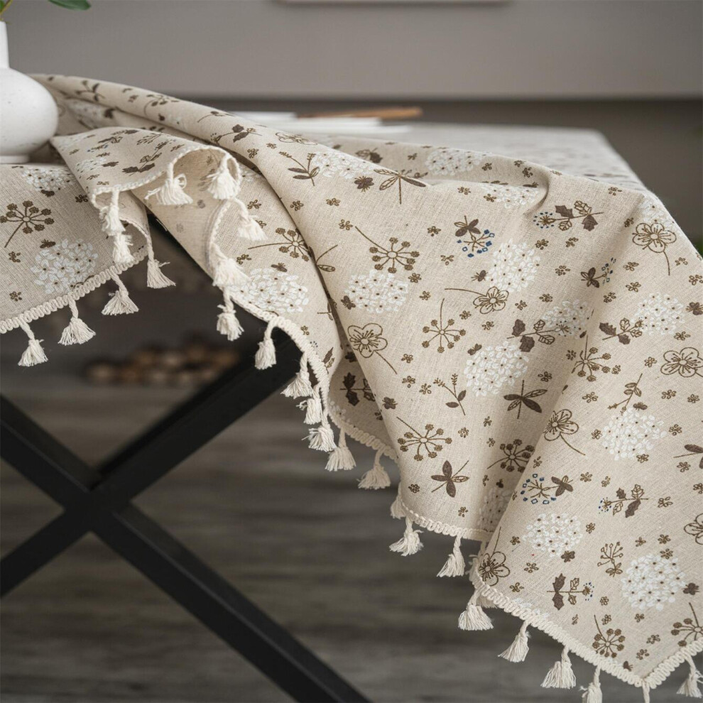 AUMIY Beige Tassel Tablecloth Vintage Bohemian