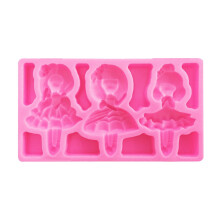 Moule à fondant en silicone - Poupée princesse mignonne, 3 pièces