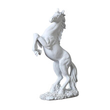 Hvid harpiks løbende hestestatue 18x9x31,5 cm
