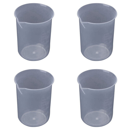 50mL Graduated Beaker, Clear Polypropylene, 4 pcs