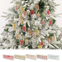 Plastic Pinecone Ornament Beige 6-Pack
