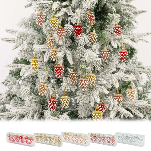 Plastic Pinecone Ornament Beige 6-Pack