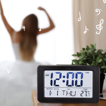 Digital Alarm Clock with Temperature Display Black