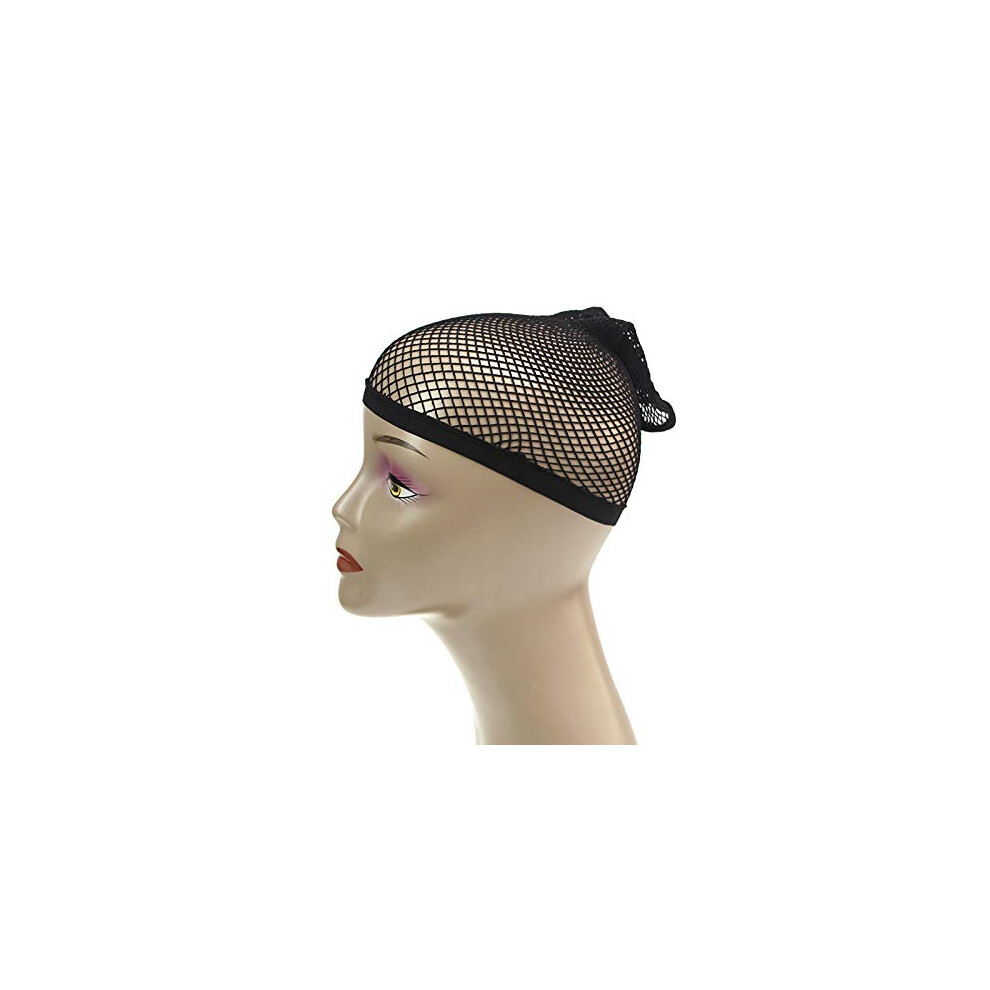 Unisex Black Nylon Fishnet Wig Cap For Short Hair, Durable Breathable Mesh For Cosplay And Secure Fit