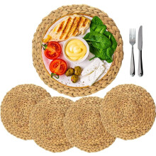 Round Hyacinth Woven Placemats Set of 4, 7 inches