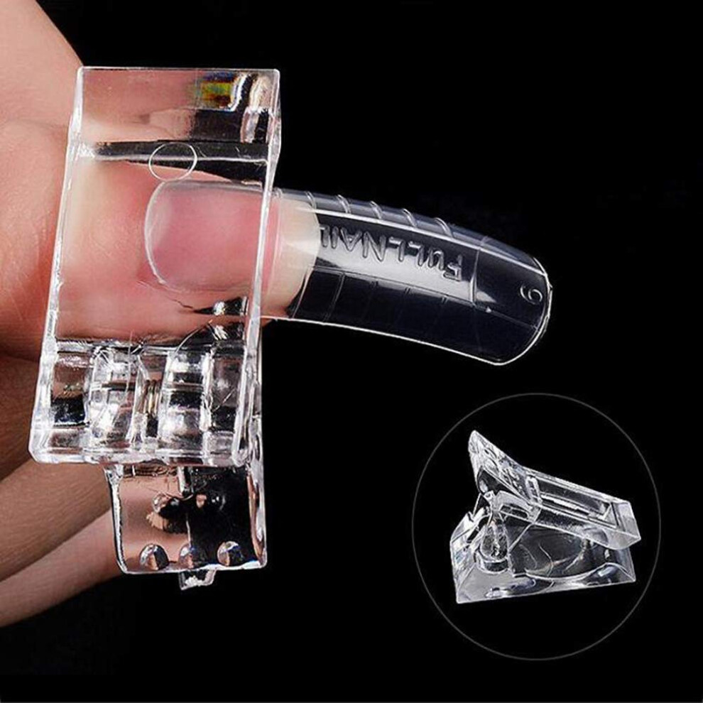 6pcs Nail Tip Clips Transparent Poly Gel Extension Clamp for Secure Hold and Clear Visibility