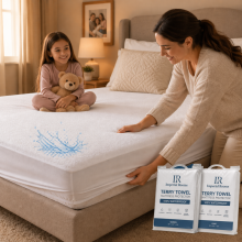 (2X Super King) Waterproof Terry Towel Mattress Protector - Single, Double, King, Super King