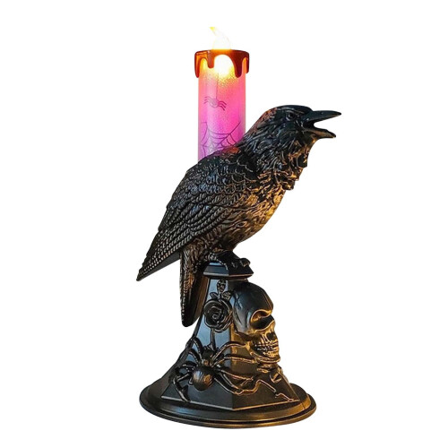 Crow skrivebordslampe LED-stearinlys Sort fuglestatue