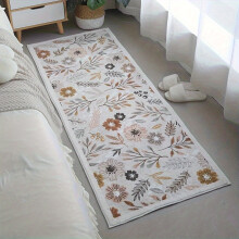 (120*50cm/47.2*19.7in) 1pc of Faux Cashmere Carpet with 1200Gsm TPR Washable Backing, Thick And Washable, Fresh Countryside Plant