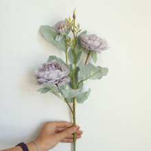 Artificial Peony Flower Purple Green White Blue 65.5cm
