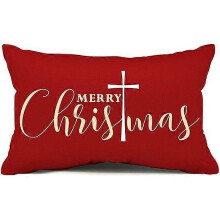 (shape10) Christmas Pillow Covers Merry Christmas Throw Pillow Decorative Christmas Red