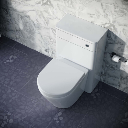 NES Home Modern 500mm Back To Wall WC Rimless Toilet Gloss White Space Saving 2